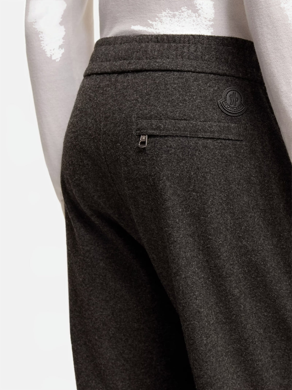 Moncler Flanellhose mit Leder-Logo für Herren Dunkelgrau