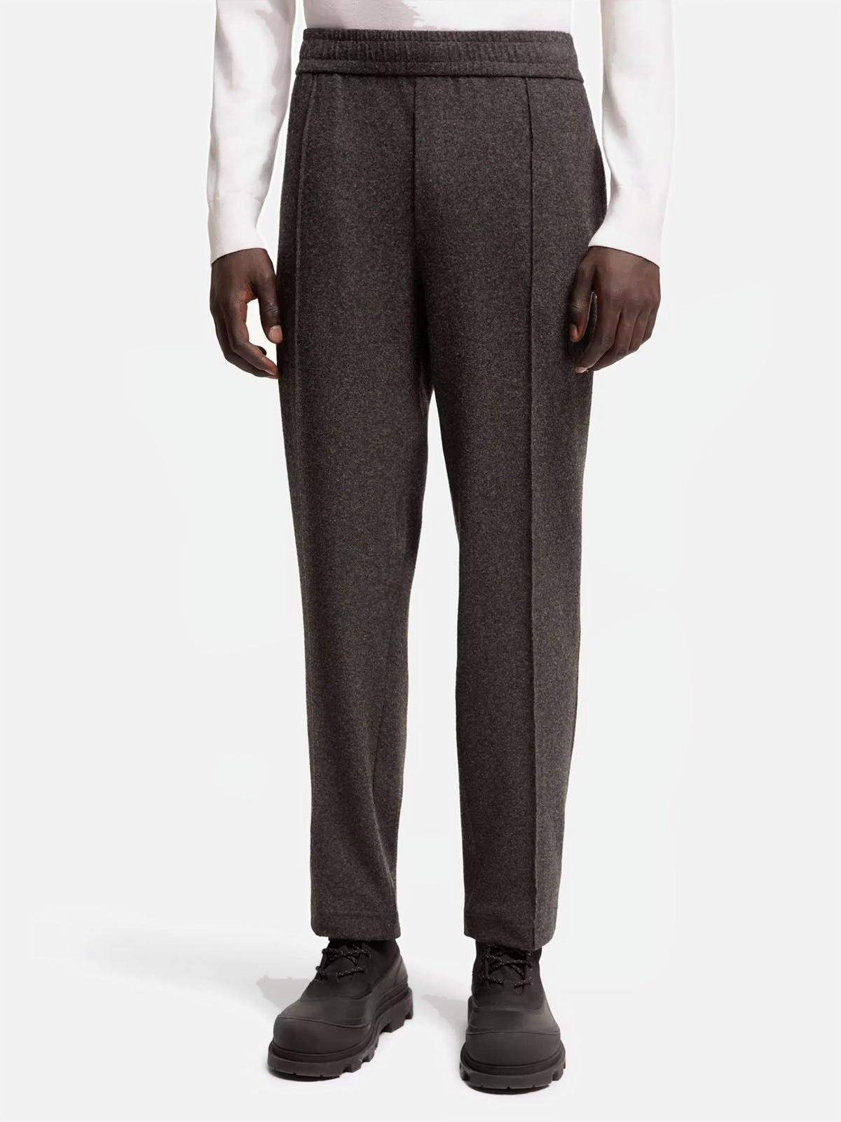 Moncler Flanellhose mit Leder-Logo für Herren Dunkelgrau