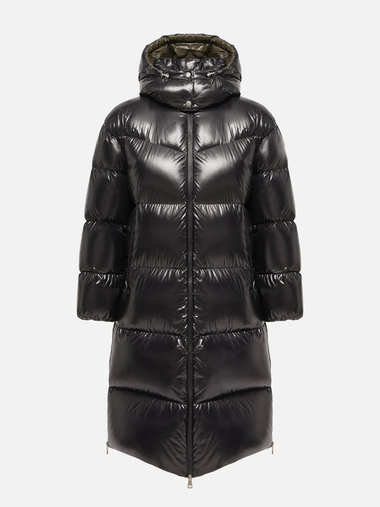 Moncler Langer Daunenmantel Harfang für Damen Schwarz