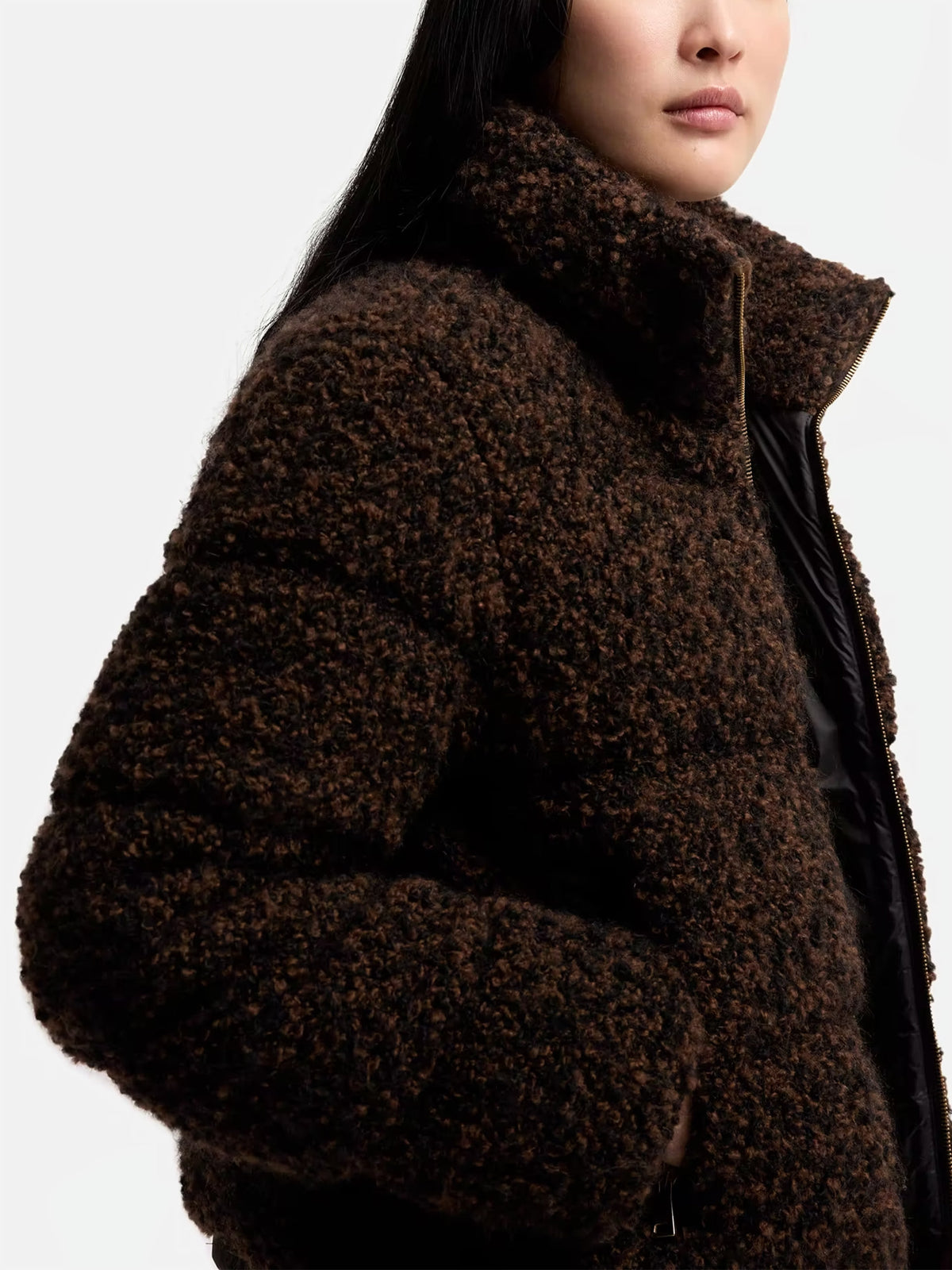 Moncler Daunenjacke Trascendance aus Tweed für Damen Dunkelbraun