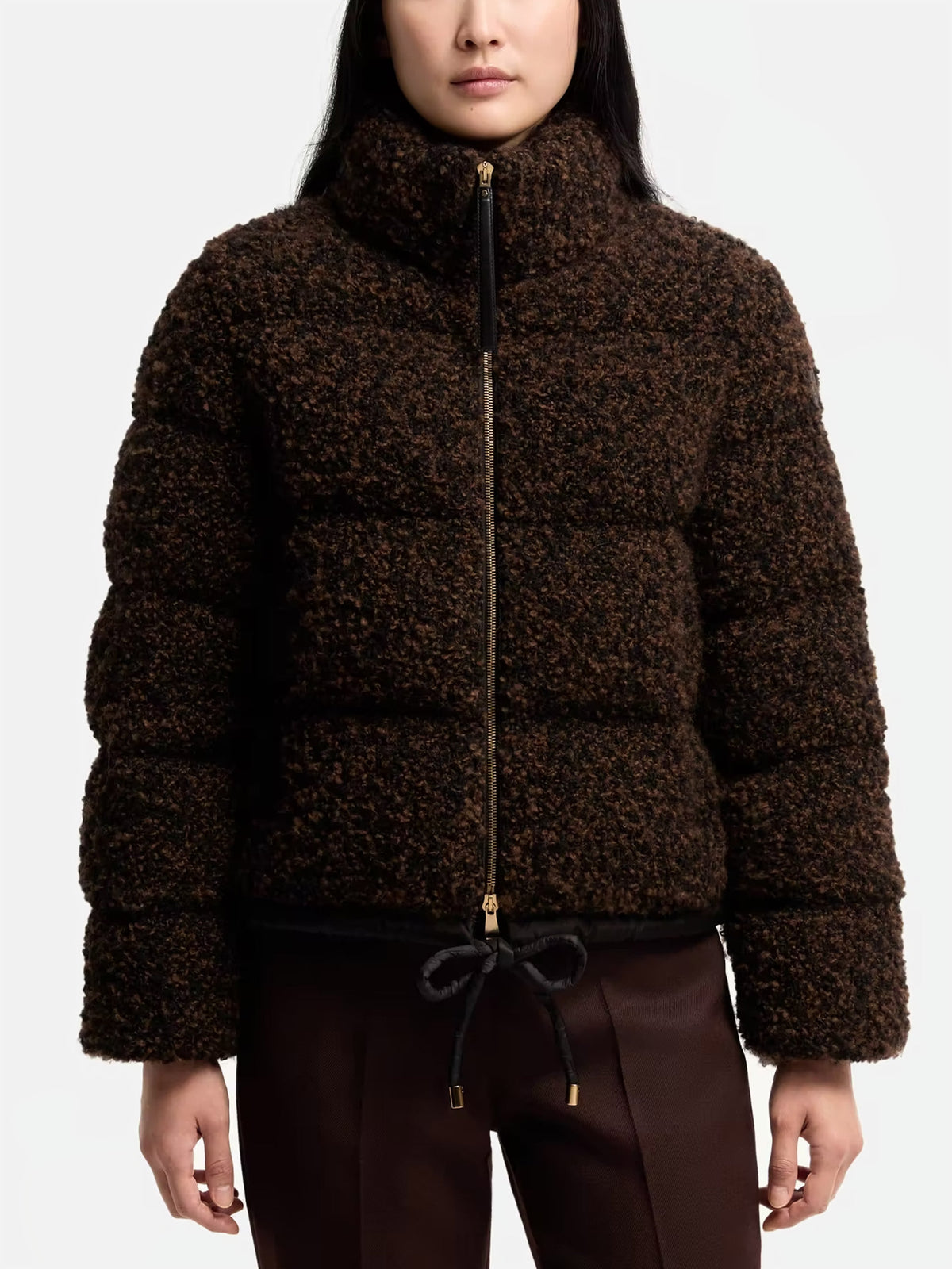 Moncler Daunenjacke Trascendance aus Tweed für Damen Dunkelbraun