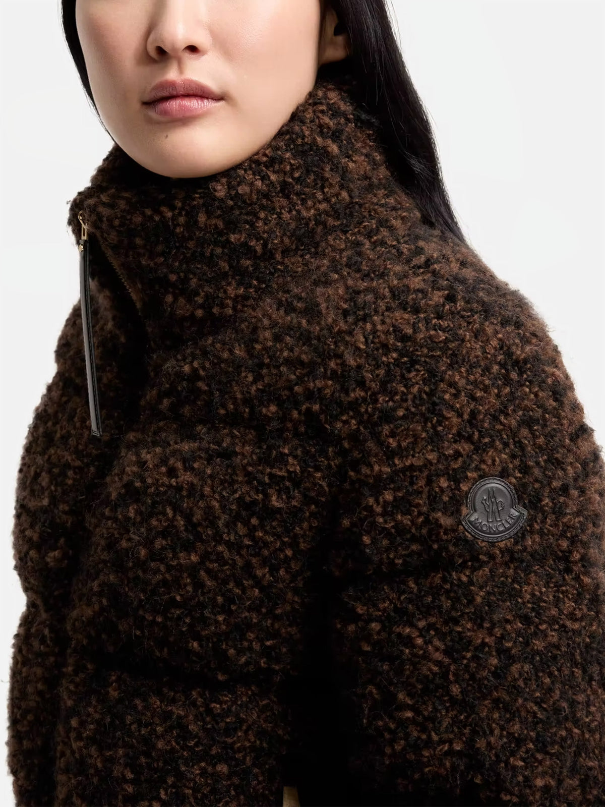 Moncler Daunenjacke Trascendance aus Tweed für Damen Dunkelbraun