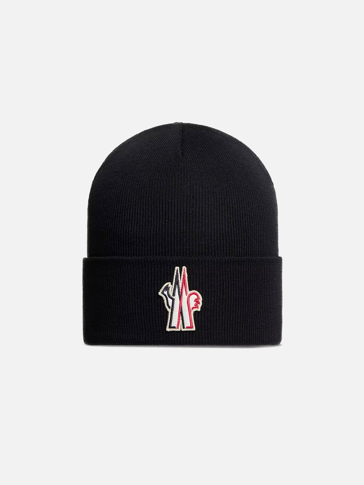 Moncler grenoble Mütze aus Wolle mit Logo-Aufnäher Schwarz