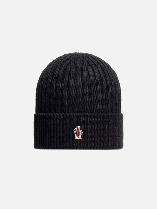 Moncler Grenoble – Mütze aus Rippstrick mit Logo-Aufnäher Schwarz - Black