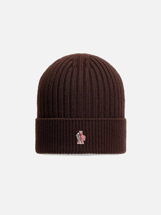 Moncler Grenoble – Mütze aus Rippstrick mit Logo-Aufnäher Braun - Brown