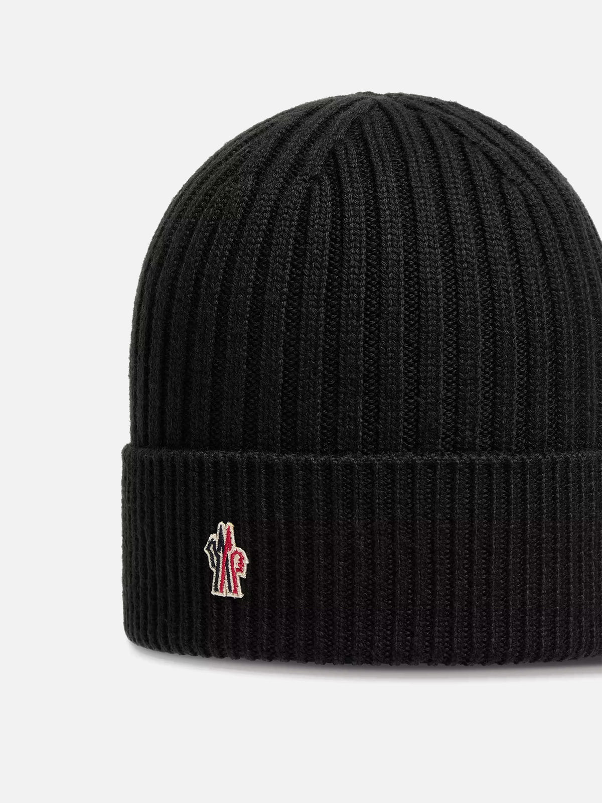Moncler Grenoble – Mütze aus Rippstrick mit Logo-Aufnäher Schwarz - Black