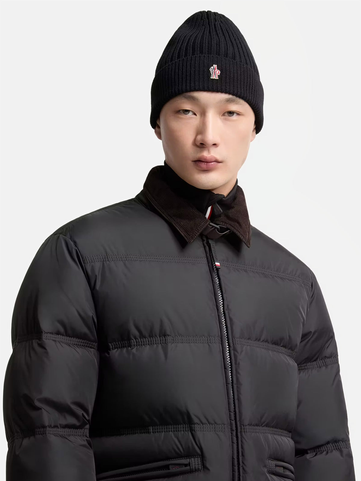 Moncler Grenoble – Mütze aus Rippstrick mit Logo-Aufnäher Schwarz - Black