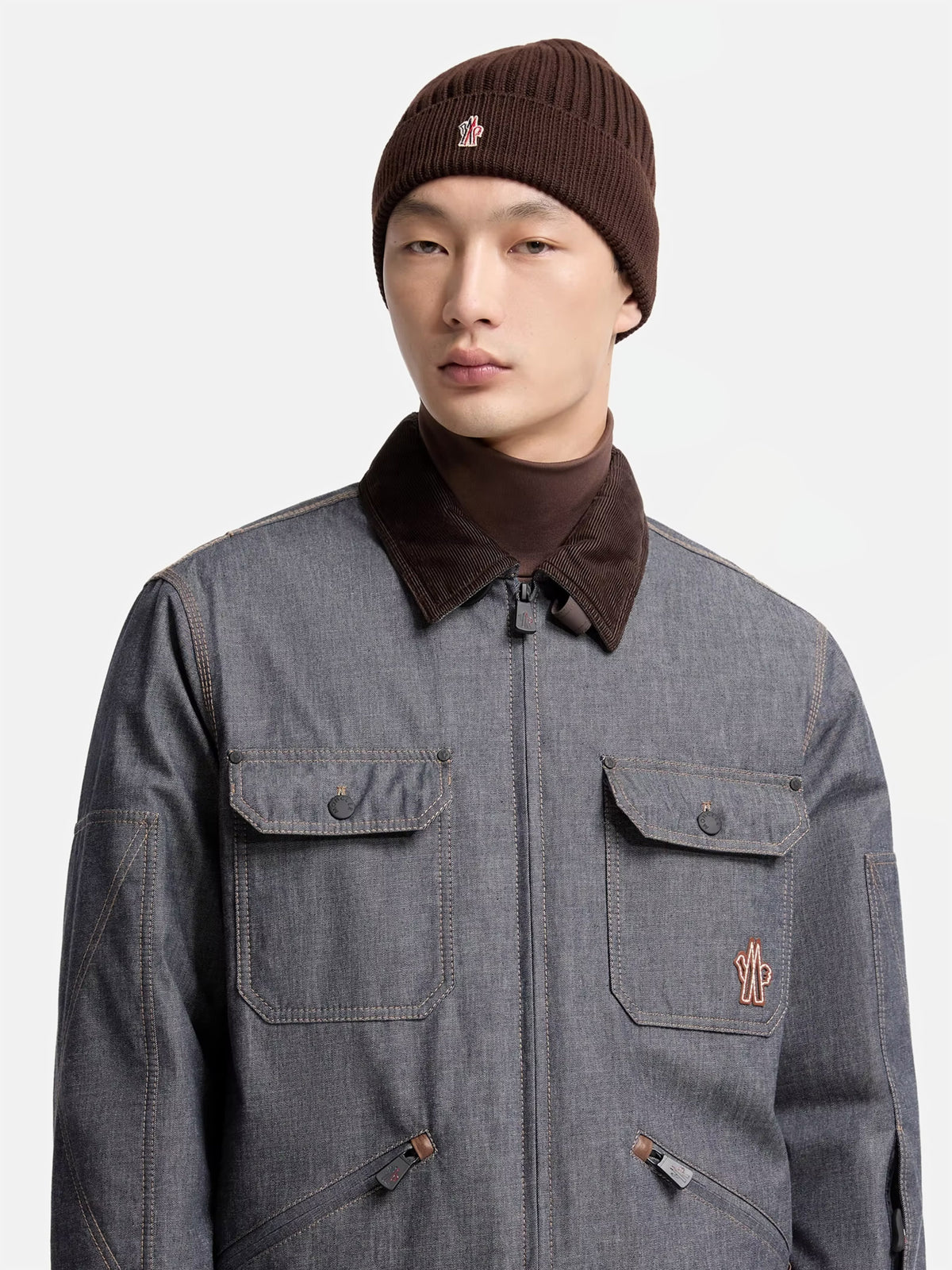 Moncler Grenoble – Mütze aus Rippstrick mit Logo-Aufnäher Braun - Brown