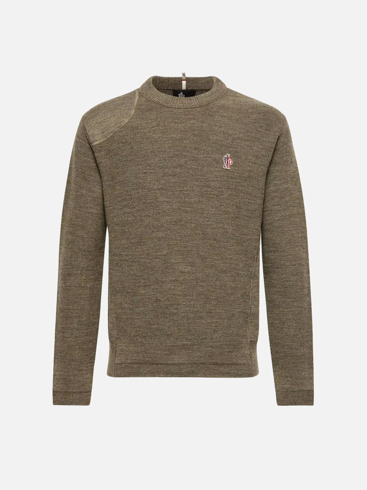 Moncler grenoble Pullover aus Wolle mit Logo für Herren Olivgrün
