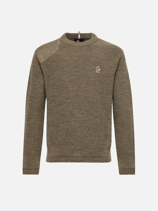 Moncler grenoble Pullover aus Wolle mit Logo für Herren Olivgrün