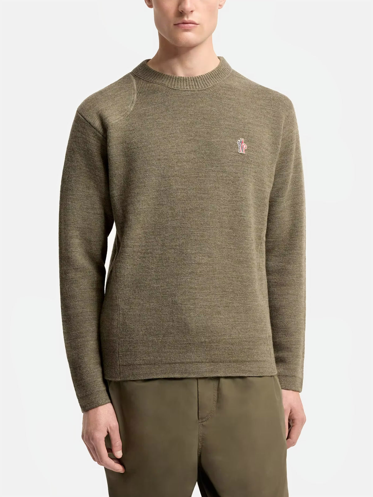 Moncler grenoble Pullover aus Wolle mit Logo für Herren Olivgrün