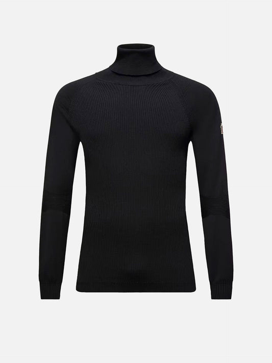 Moncler grenoble Rollkragenpullover aus Stretch-Wolle für Herren Schwarz