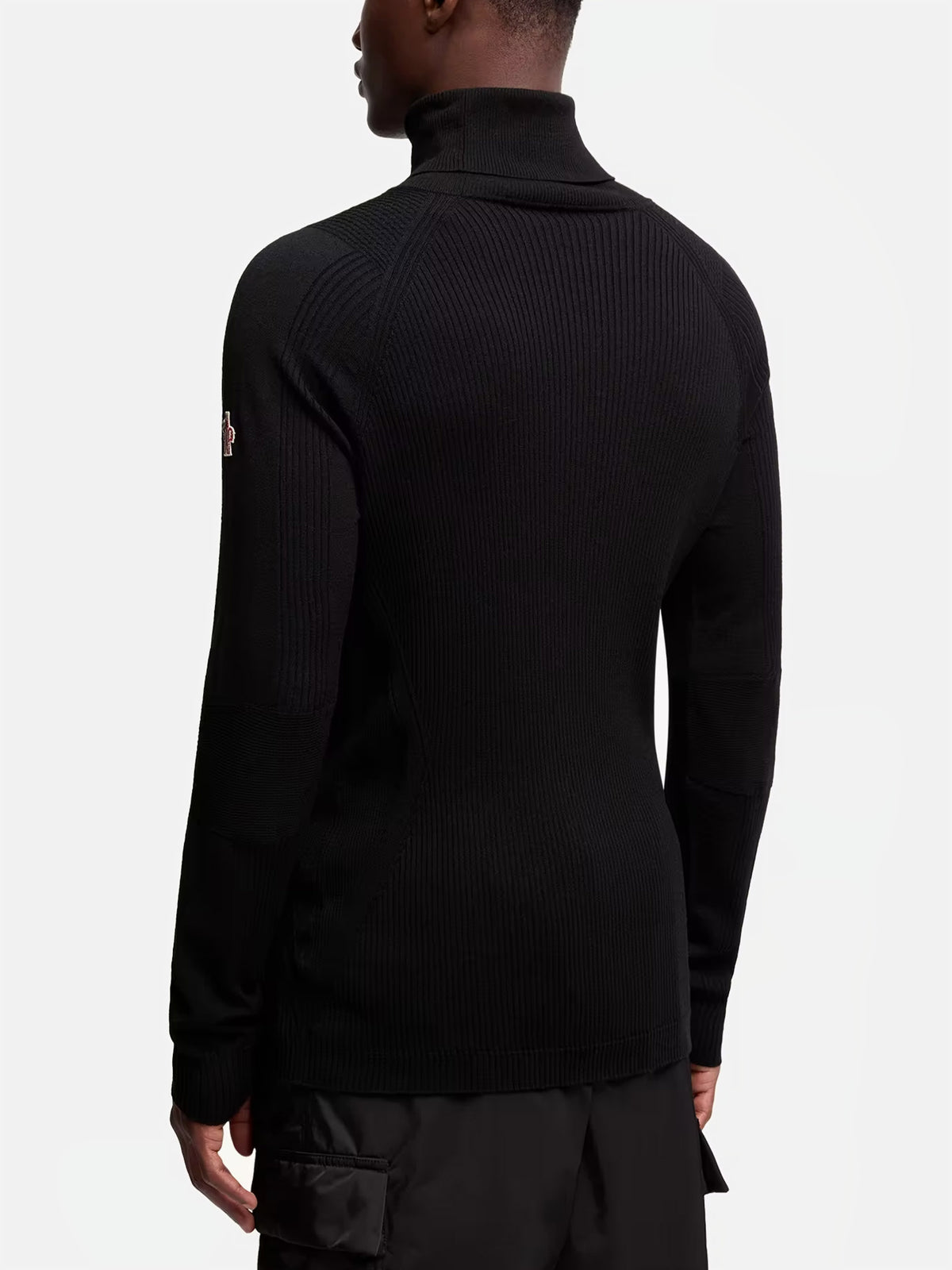 Moncler grenoble Rollkragenpullover aus Stretch-Wolle für Herren Schwarz