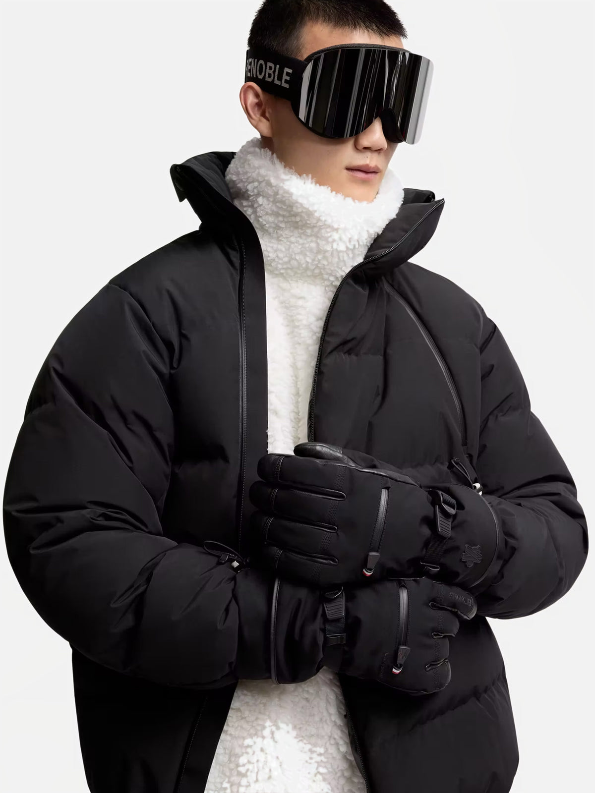 Moncler grenoble Gepolsterte Ski-Handschuhe für Herren Schwarz