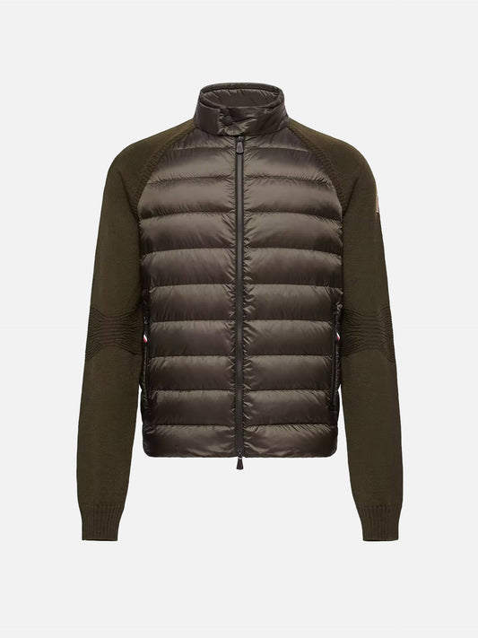Moncler grenoble Strickjacke mit Daunenfüllung für Herren Olivgrün