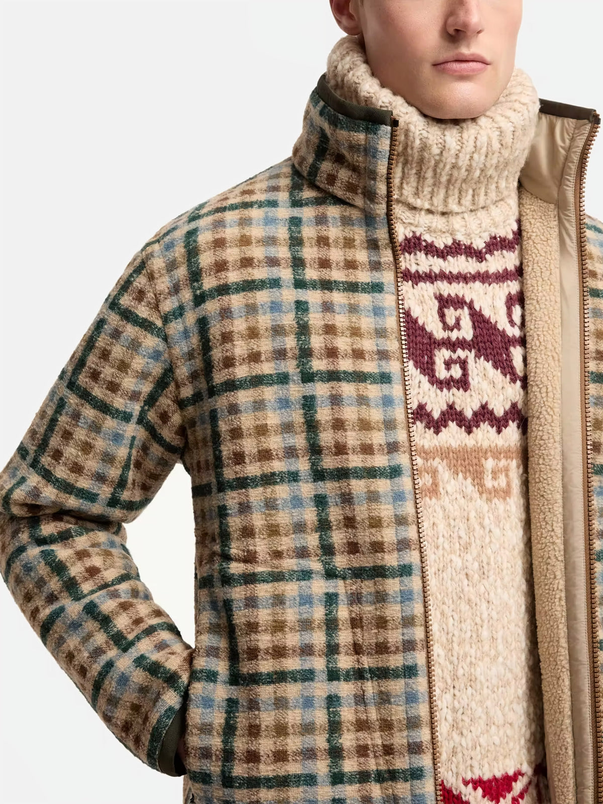 Moncler grenoble Wendbare Teddy-Jacke für Herren Beige