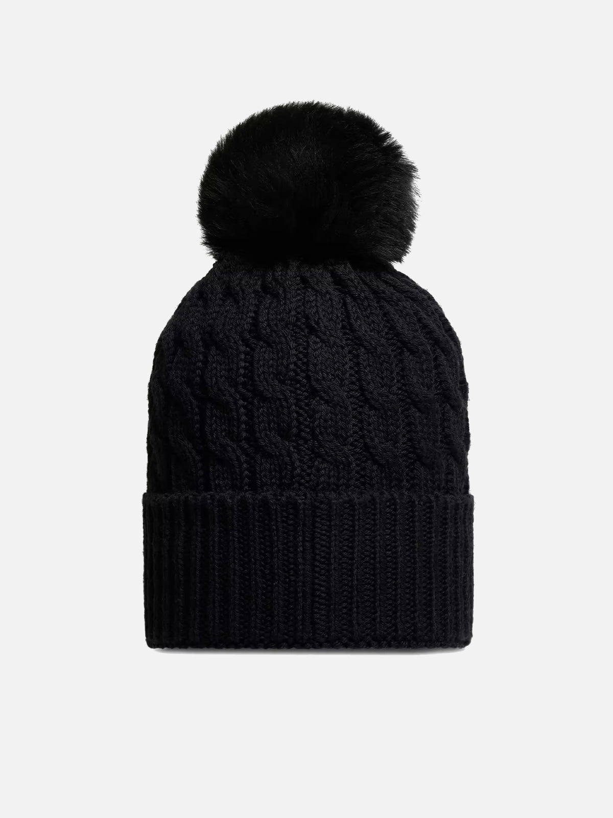Moncler grenoble Mütze mit Shearling-Bommel für Damen Schwarz
