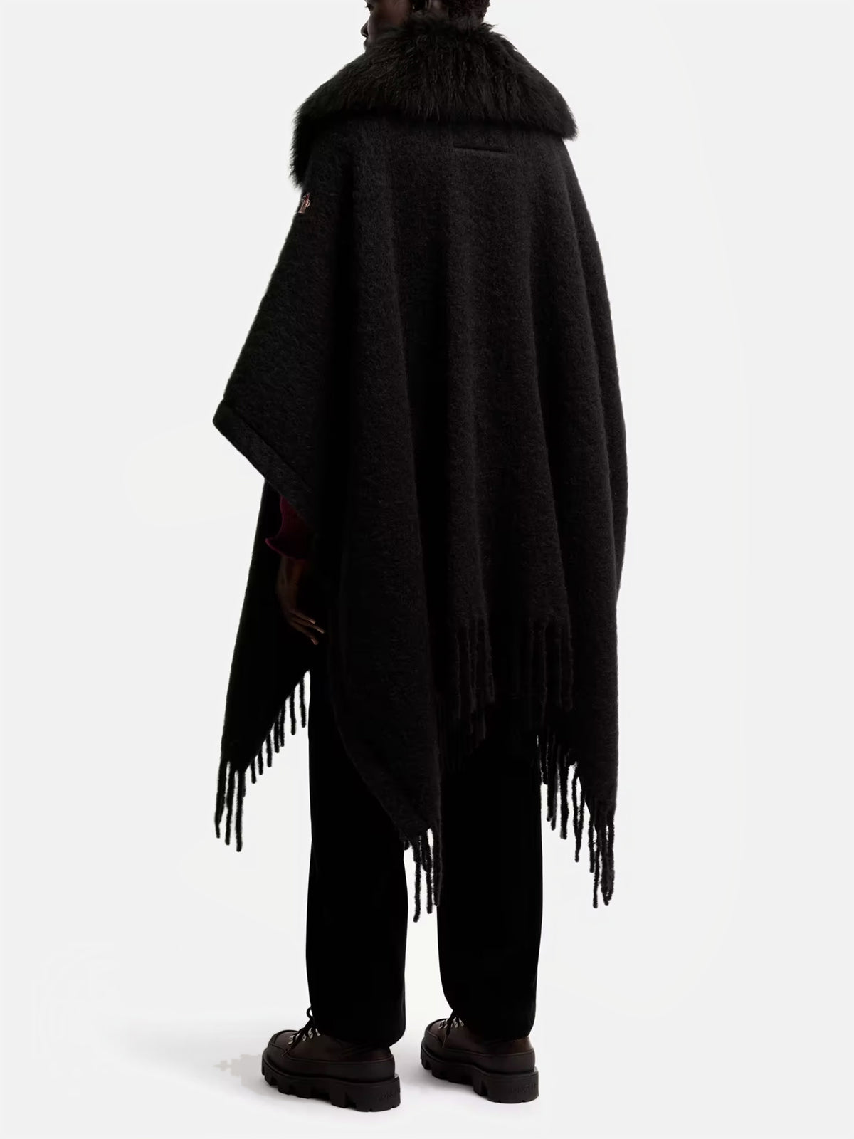 Moncler grenoble Cape mit Shearling-Kragen für Damen Schwarz