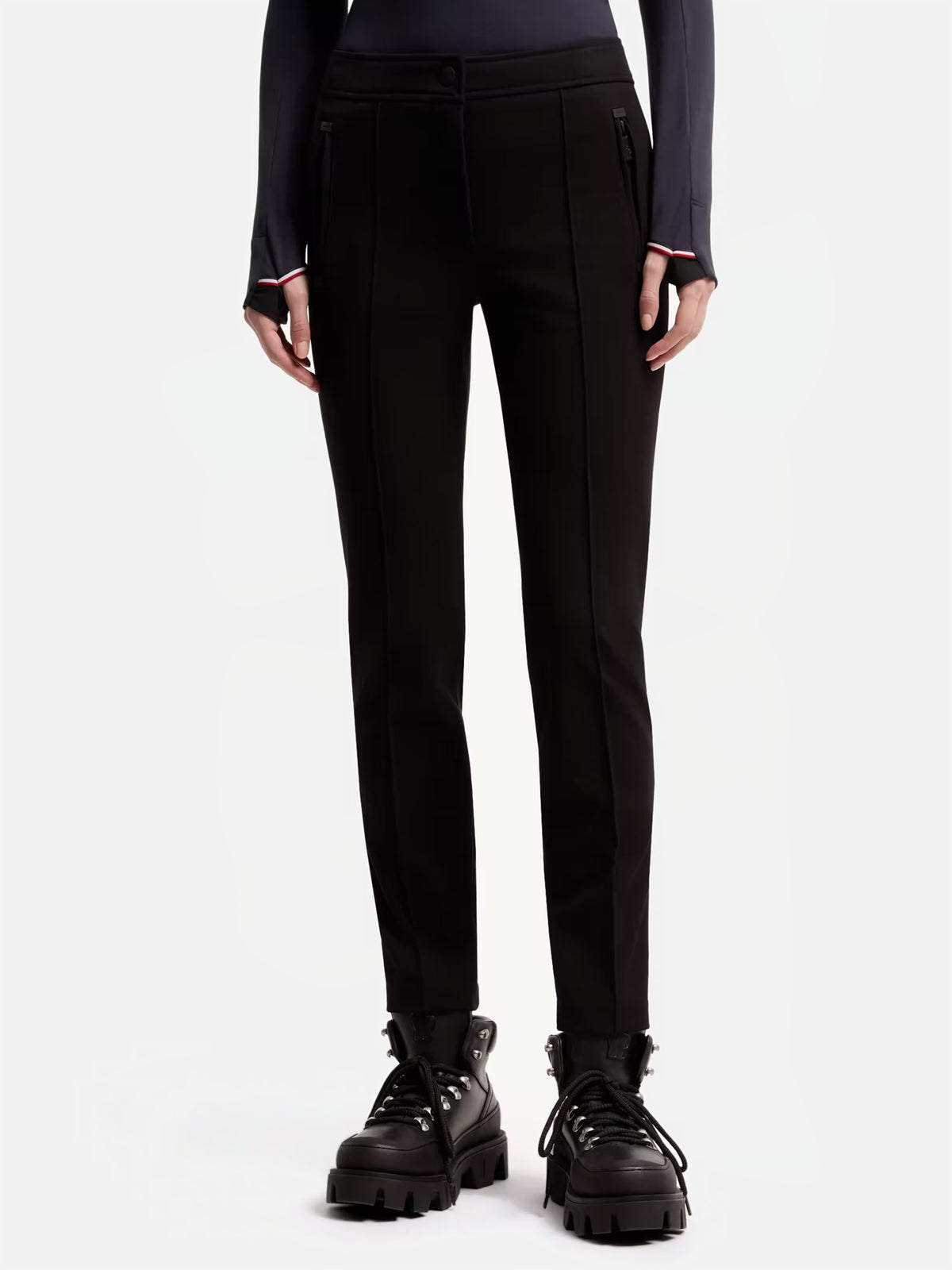 Moncler grenoble Schmale Hose aus Stretch-Twill für Damen Schwarz