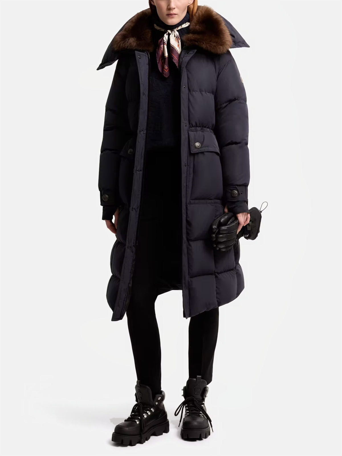 Moncler grenoble Schmale Hose aus Stretch-Twill für Damen Schwarz