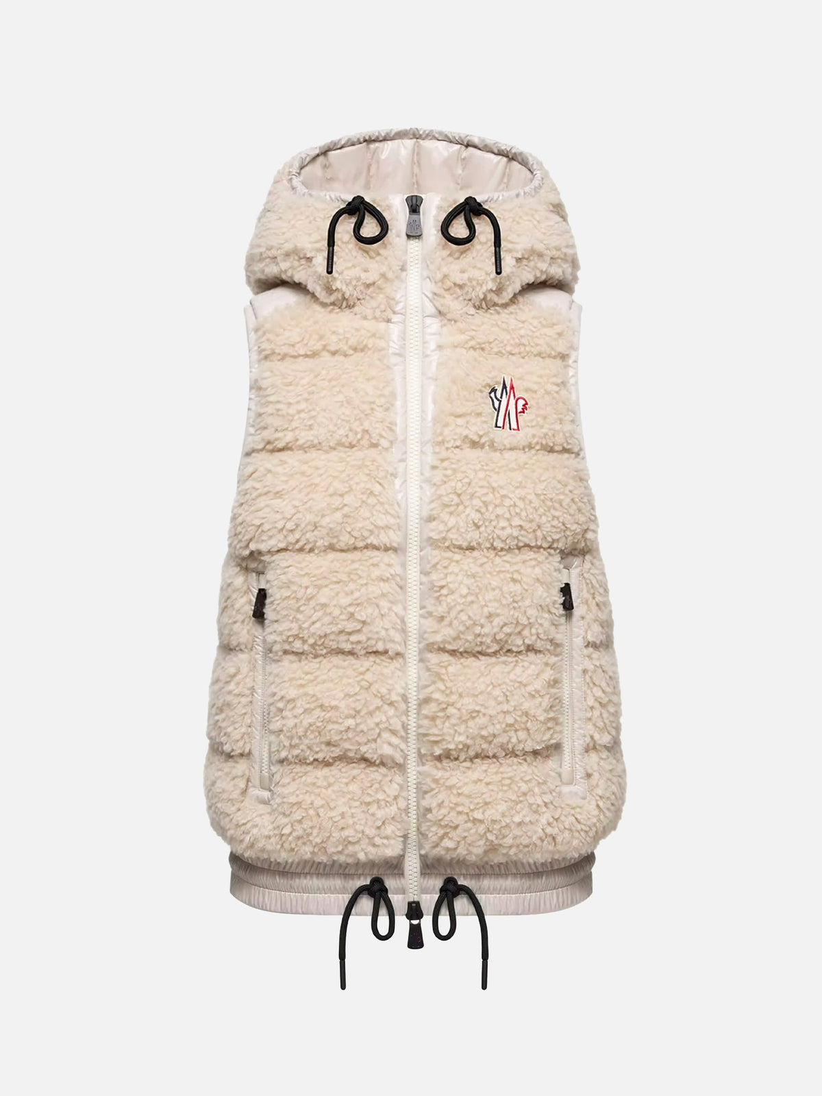 Moncler Grenoble – Teddy-Daunenweste mit Kapuze für Damen Hellbeige - Light Beige
