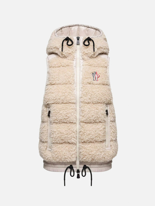 Moncler Grenoble – Teddy-Daunenweste mit Kapuze für Damen Hellbeige - Light Beige