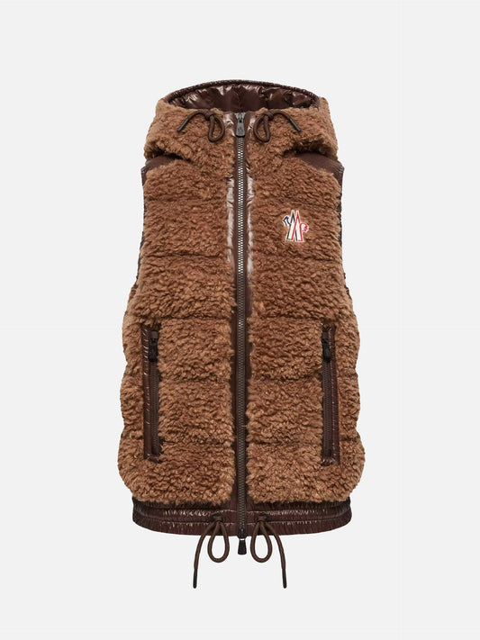 Moncler Grenoble – Teddy-Daunenweste mit Kapuze für Damen Braun - Brown