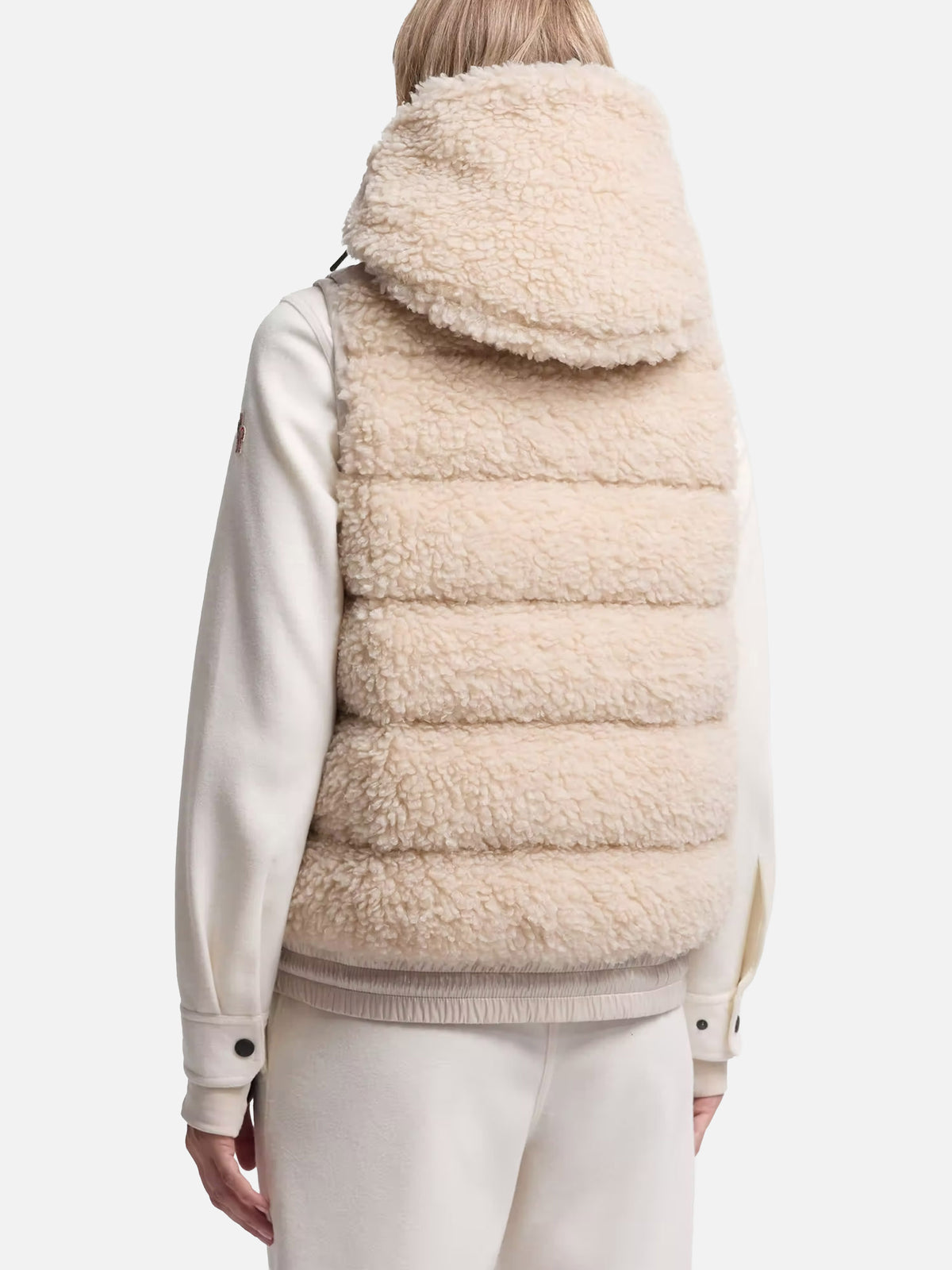 Moncler Grenoble – Teddy-Daunenweste mit Kapuze für Damen Hellbeige - Light Beige