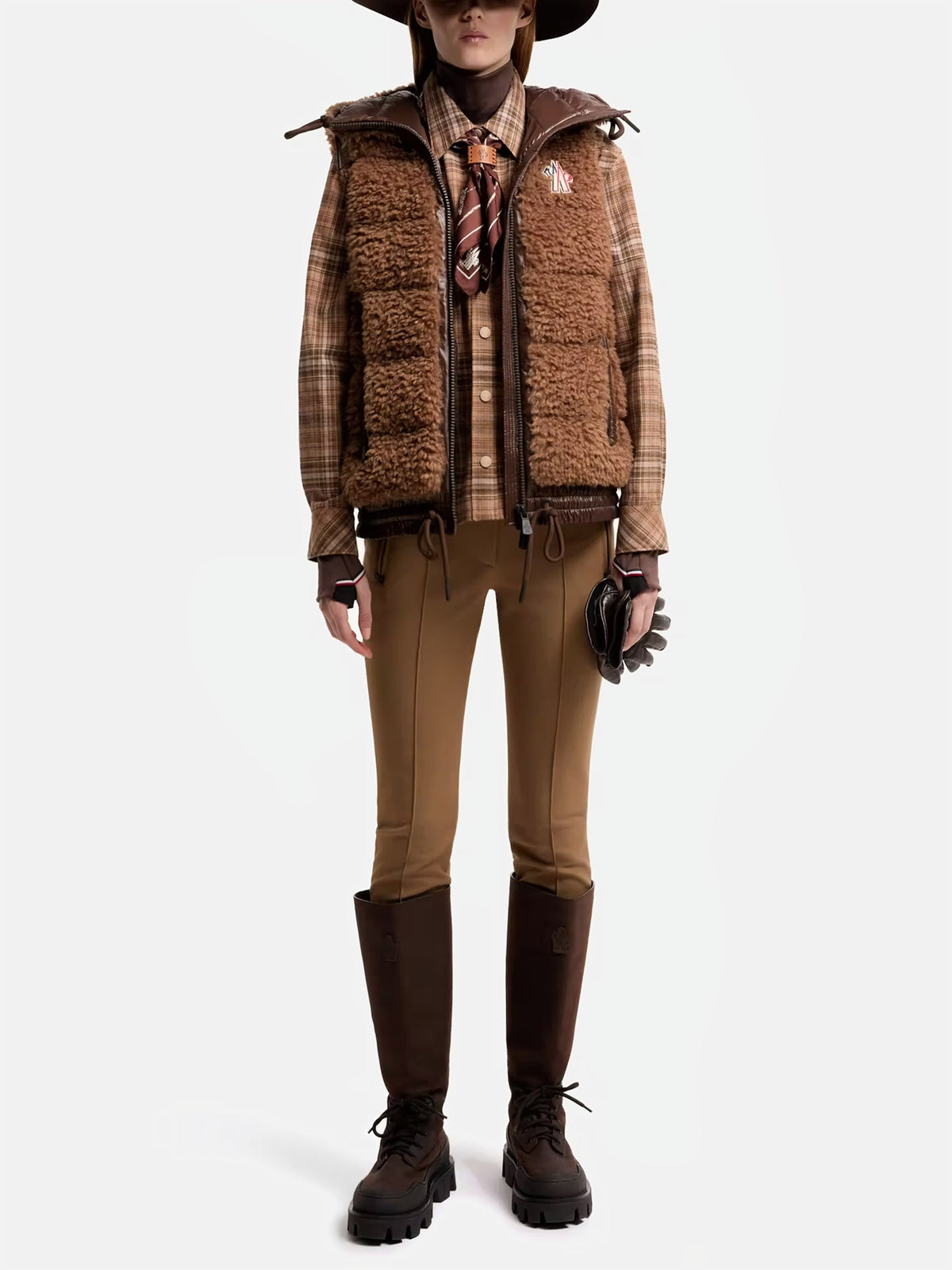 Moncler Grenoble – Teddy-Daunenweste mit Kapuze für Damen Braun - Brown