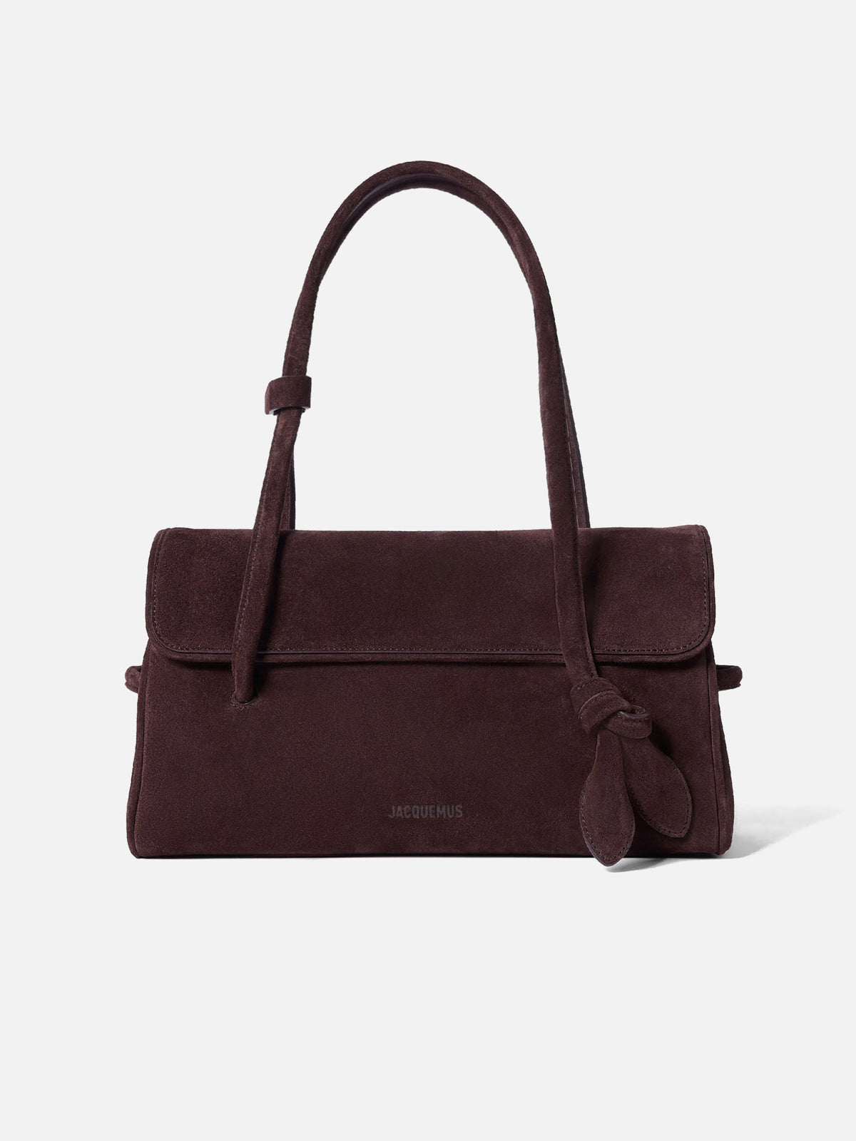 Jacquemus Schultertasche Turismo Long aus Veloursleder Dunkelbraun