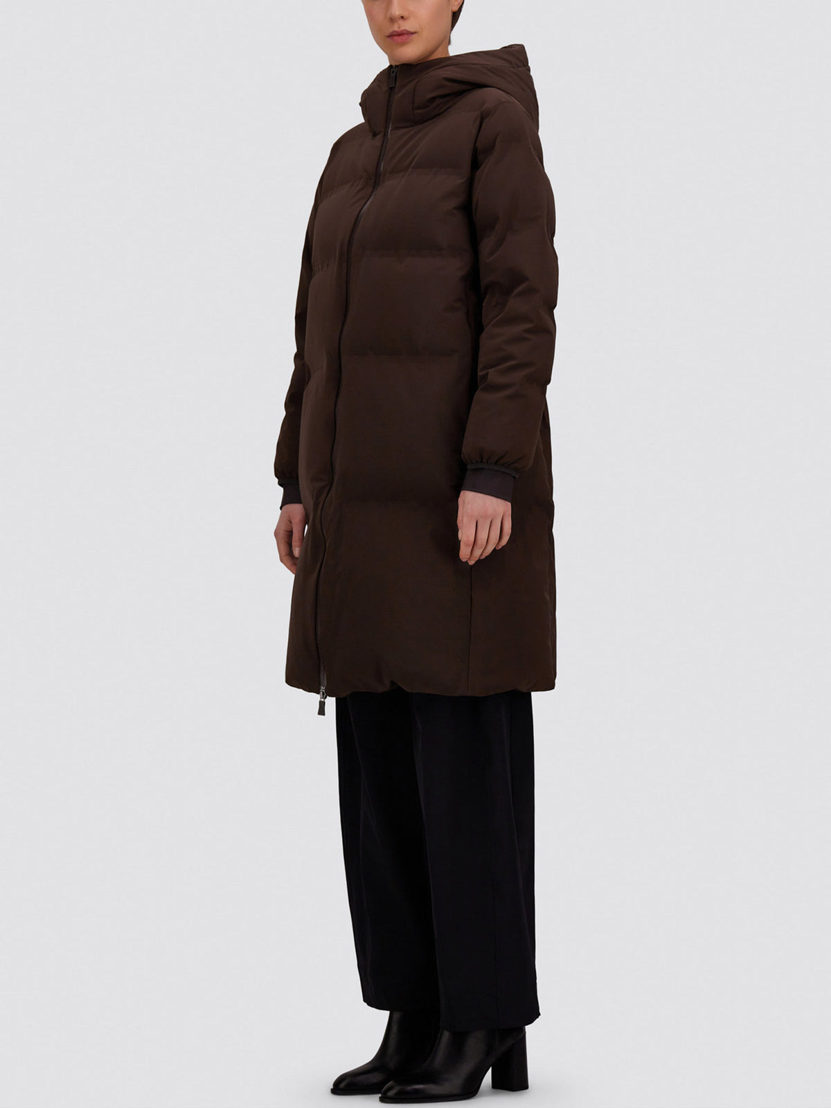Herno Langer Daunenmantel mit Kapuze für Damen Dunkelbraun
