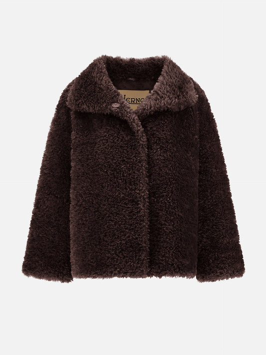 Herno Kurze Teddy-Jacke aus Kunstpelz für Damen Dunkelbraun