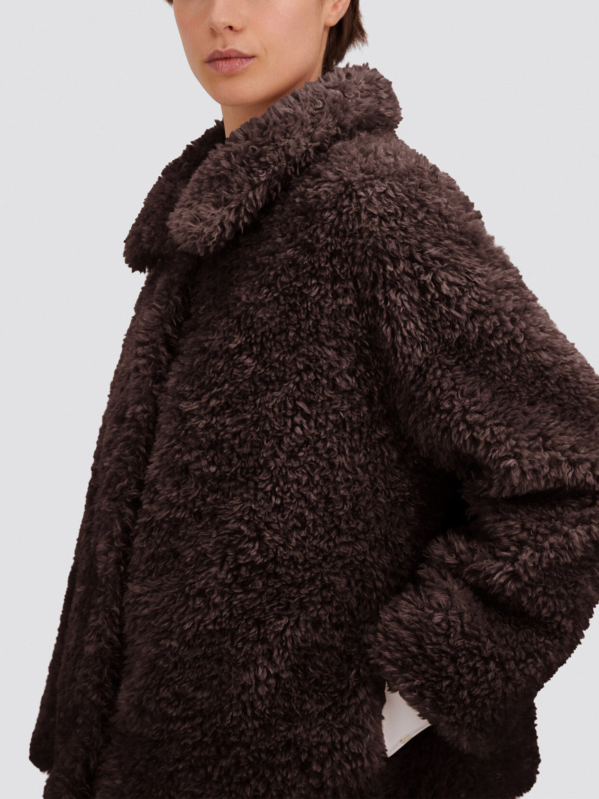 Herno Kurze Teddy-Jacke aus Kunstpelz für Damen Dunkelbraun