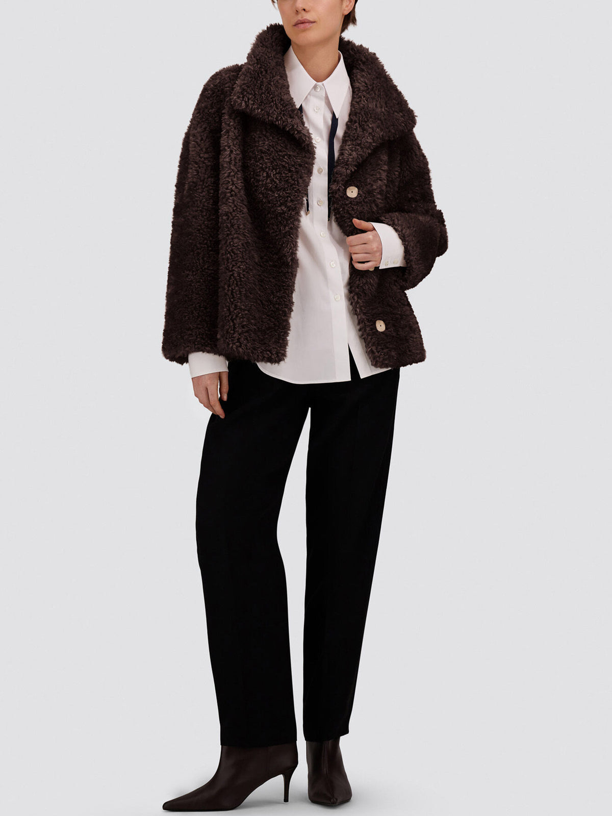 Herno Kurze Teddy-Jacke aus Kunstpelz für Damen Dunkelbraun