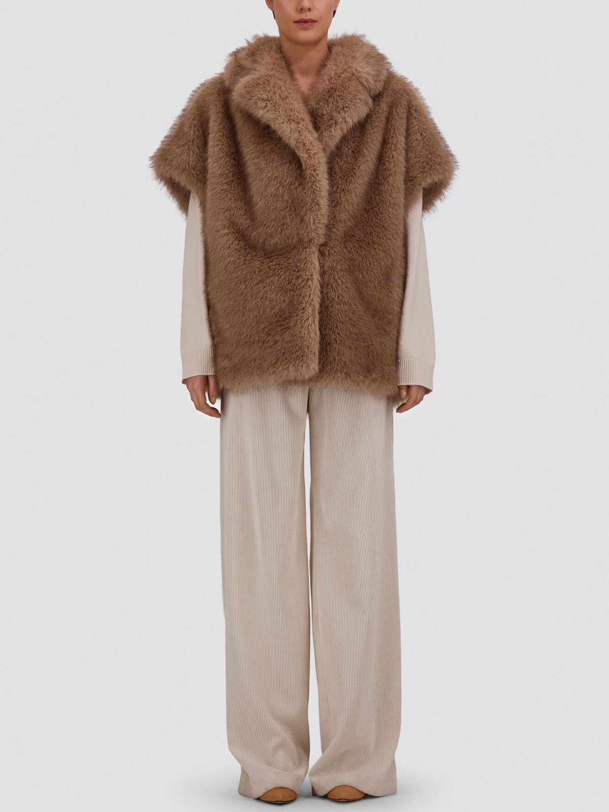 Herno Oversized-Weste aus Kunstpelz für Damen Beige