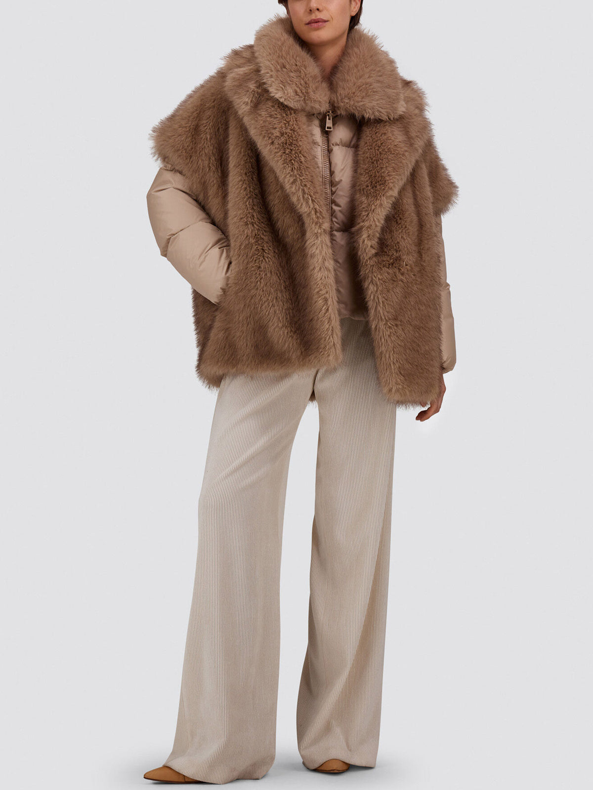 Herno Oversized-Weste aus Kunstpelz für Damen Beige