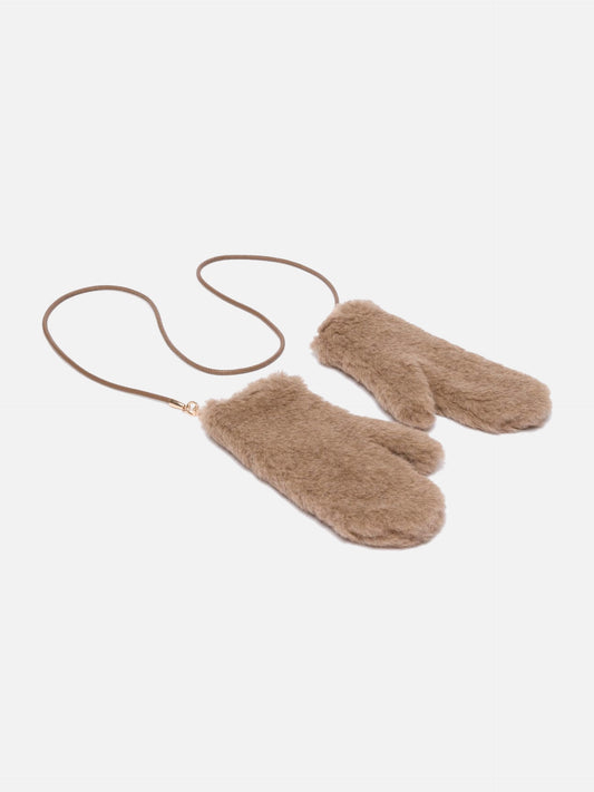 Max mara Fäustlinge aus Alpaka-Kaschmir-Teddy Beige Gold