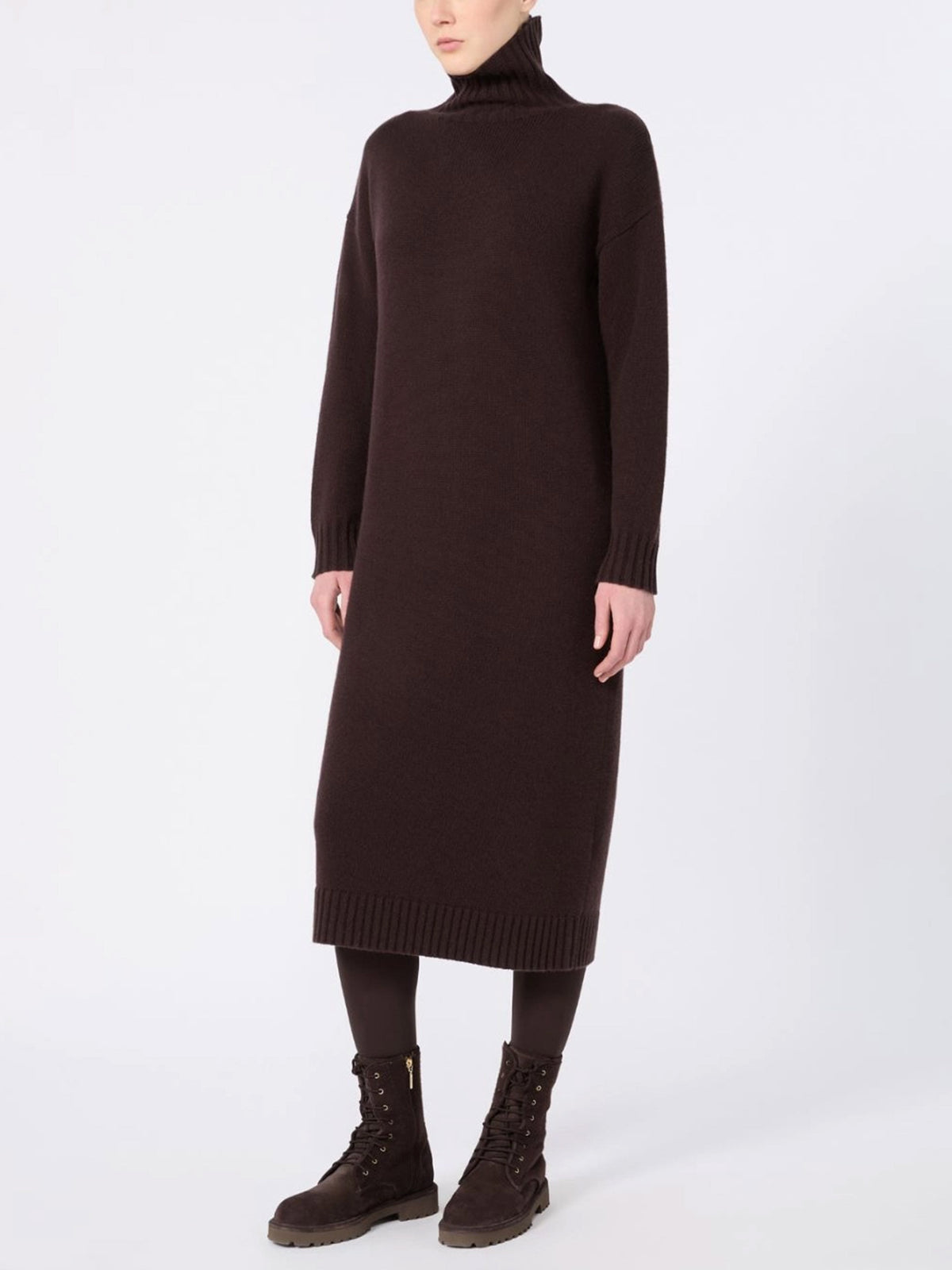 Max mara Strickkleid mit Rollkragen für Damen Dunkelbraun