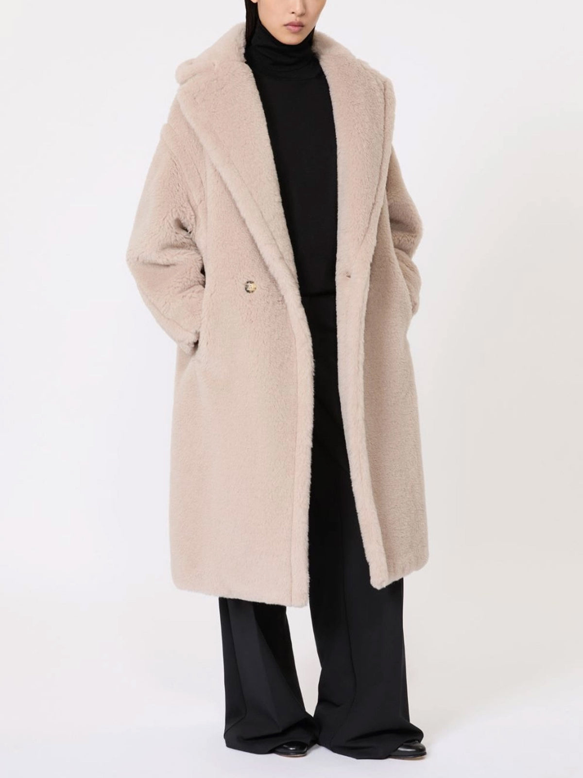 Max Mara – Tedgirl Icon Mantel aus Alpaka-Woll-Teddy für Damen Sand-Beige - Sand Beige