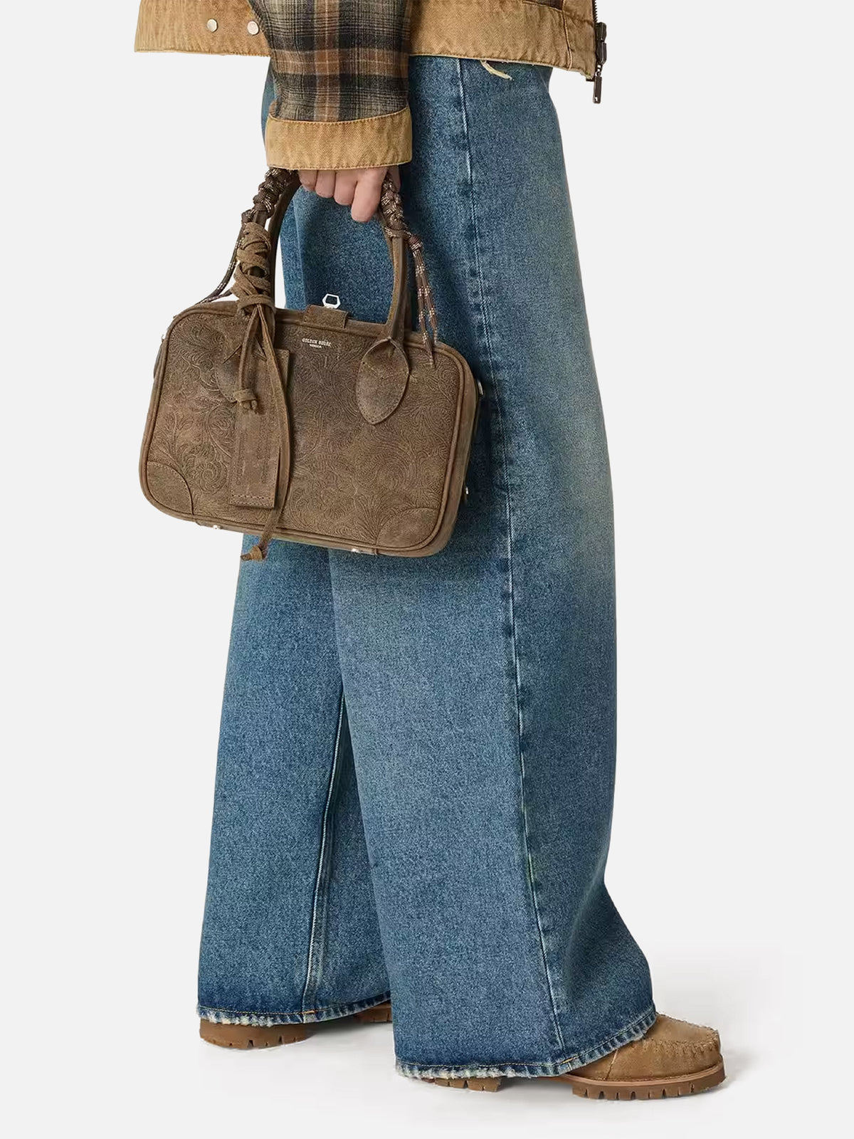 Golden goose Tote Bag Vita Small aus Veloursleder Armeegrün