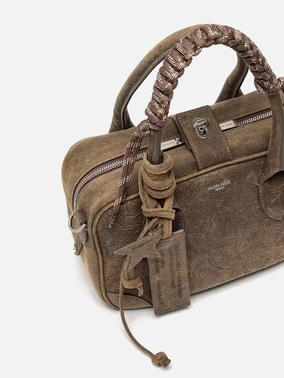 Golden goose Tote Bag Vita Small aus Veloursleder Armeegrün