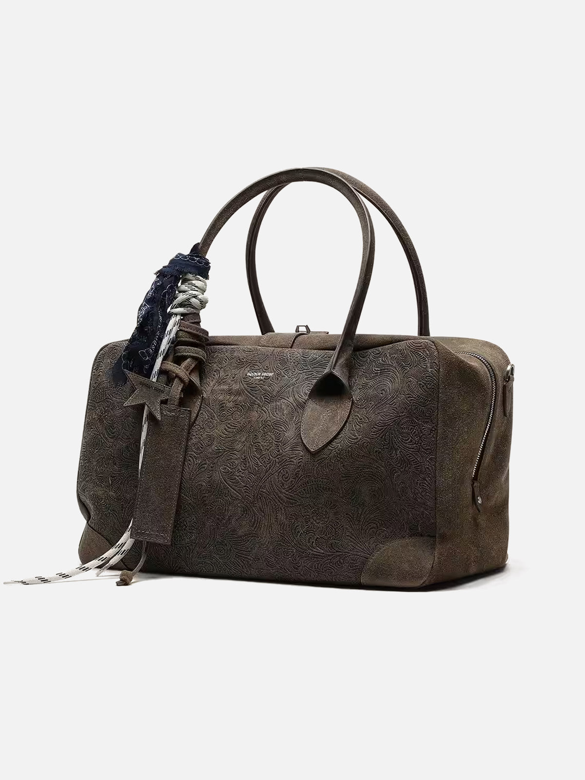 Golden goose Tote Bag Vita Medium aus Veloursleder Armeegrün