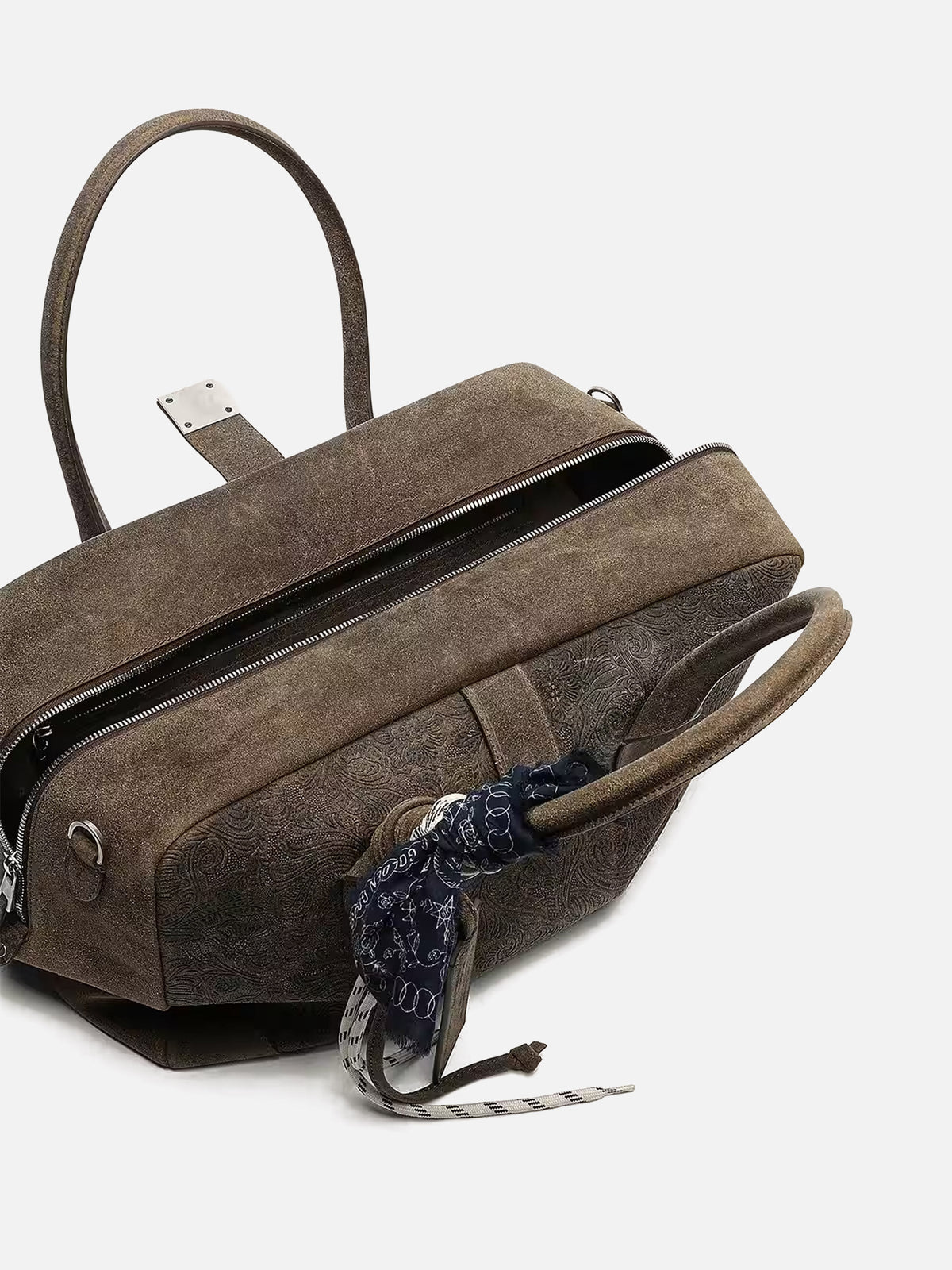 Golden goose Tote Bag Vita Medium aus Veloursleder Armeegrün
