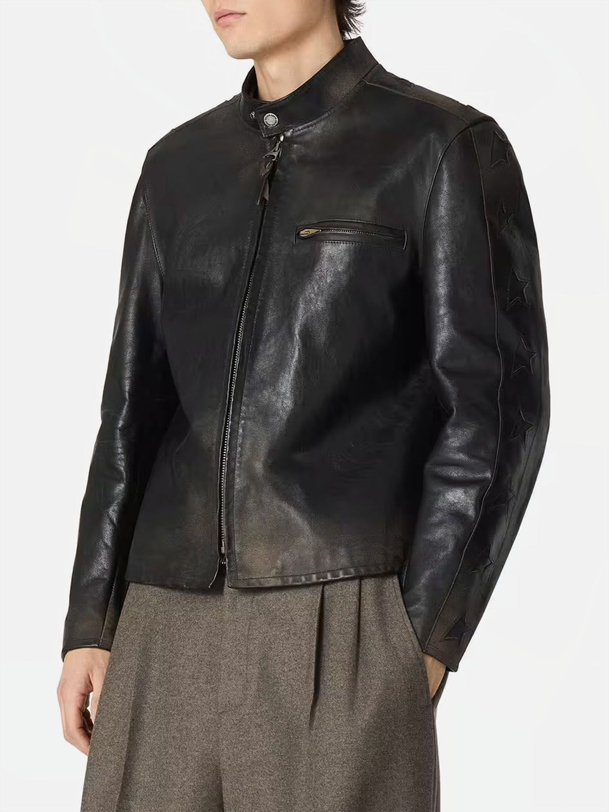 Golden goose Bikerjacke aus Leder für Herren Schwarz