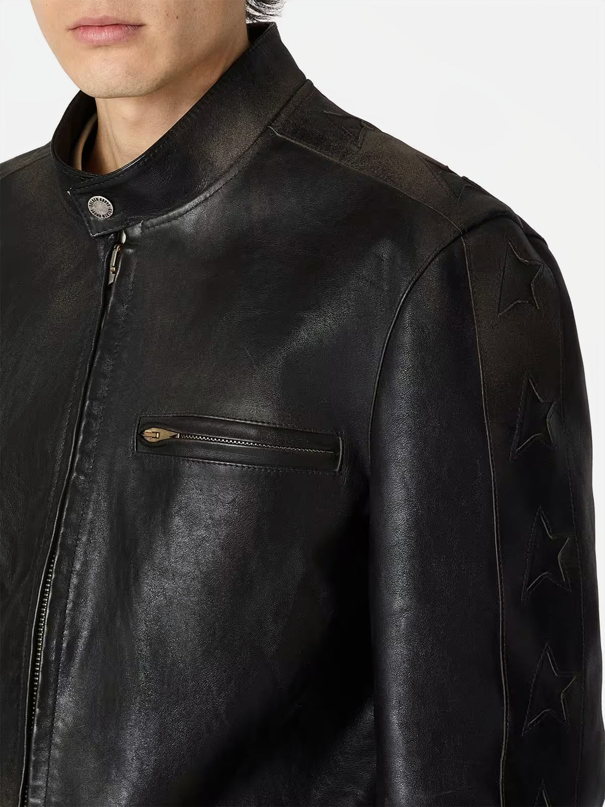 Golden goose Bikerjacke aus Leder für Herren Schwarz
