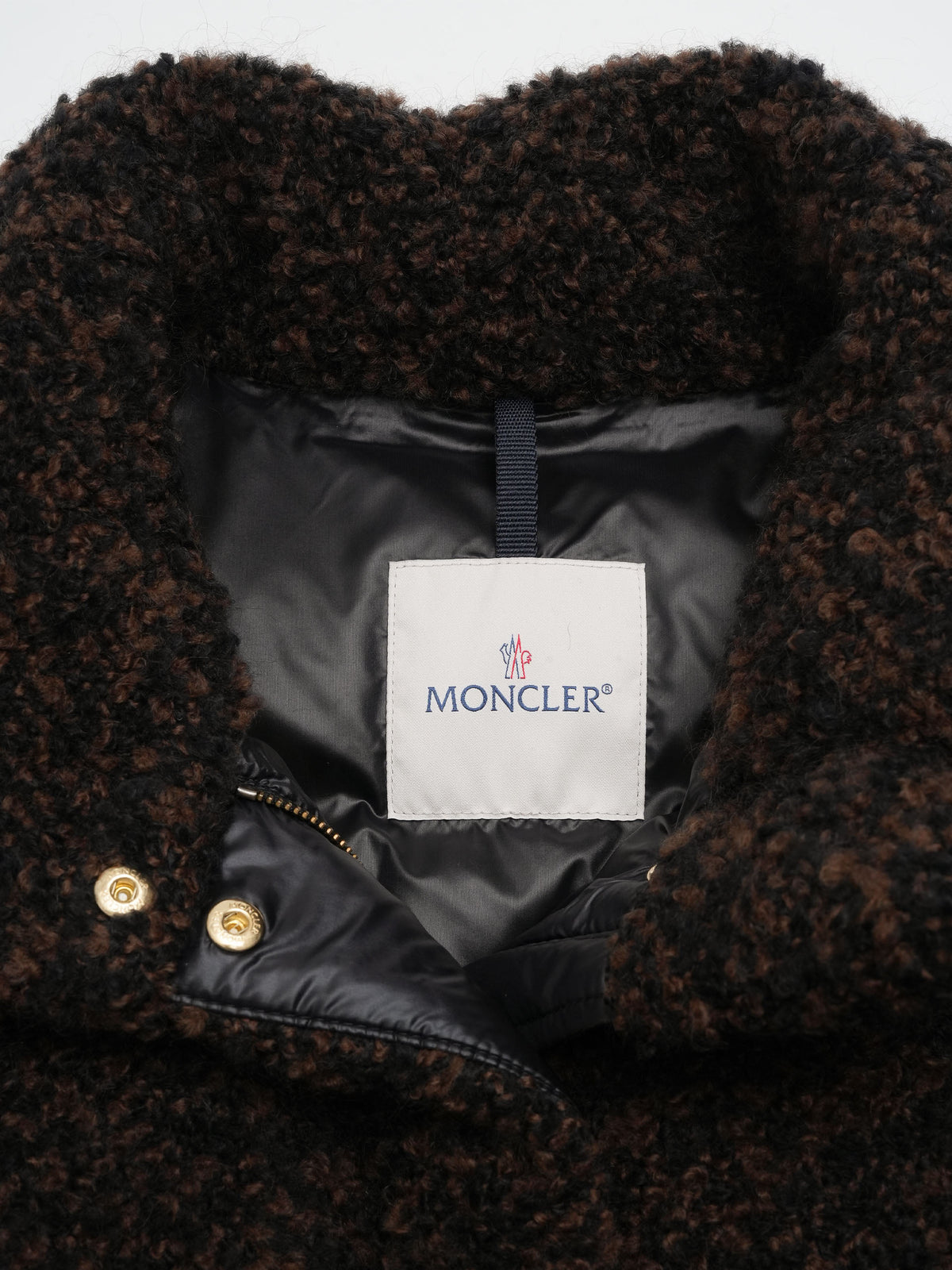 Moncler Tweed-Daunenmantel Remarquable für Damen Dunkelbraun