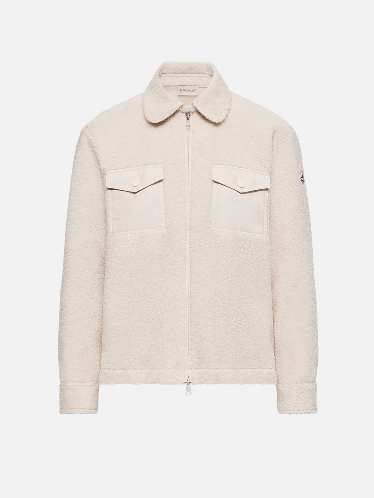 Moncler Hemdjacke aus Teddyfleece für Damen Hellbeige