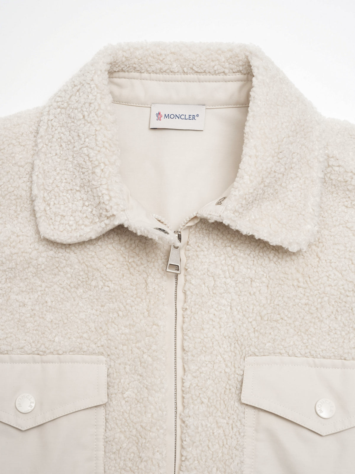 Moncler Hemdjacke aus Teddyfleece für Damen Hellbeige