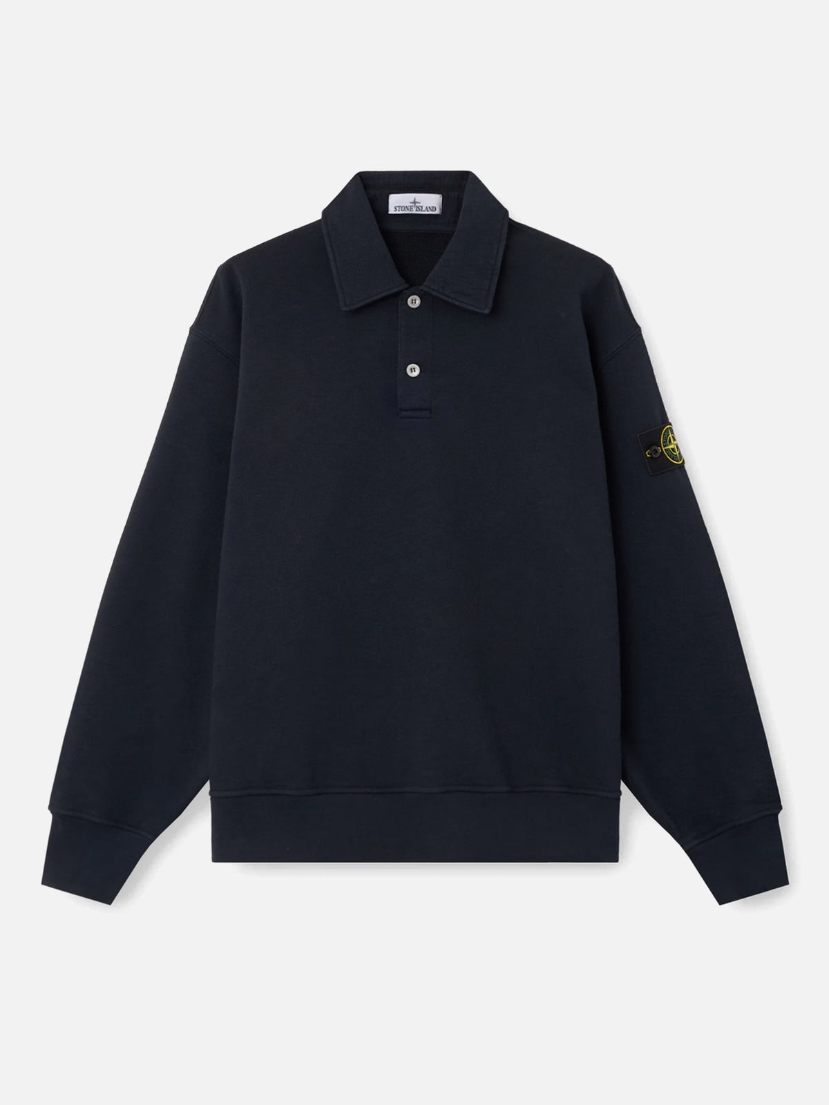Stone island Polo-Sweatshirt aus Baumwollfleece für Herren Navyblau