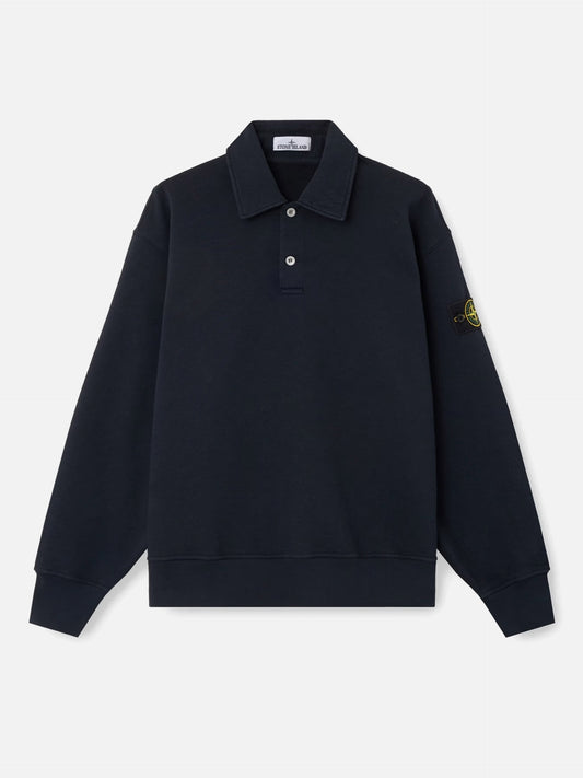 Stone island Polo-Sweatshirt aus Baumwollfleece für Herren Navyblau